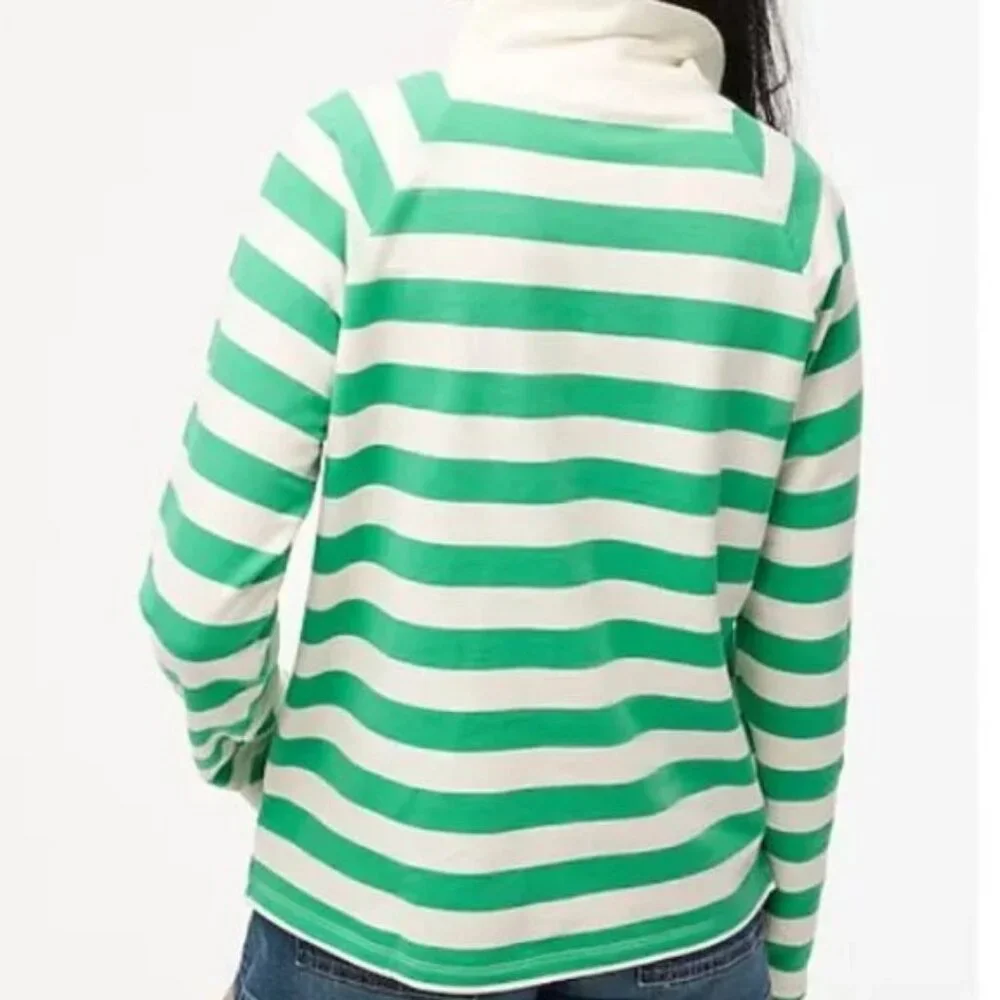 J. Crew Striped wide button-collar pullover sweatshirt in lightweight terry L